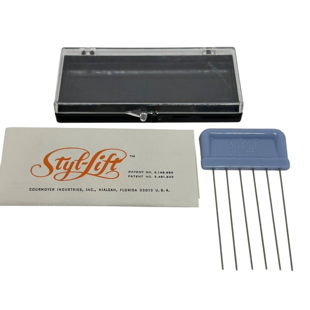VTG Styl-Lift Hair Styling Tool Cournoyer 6-Prong Lift Comb Case USA Collectible